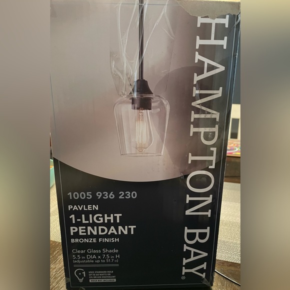 Hampton Bay
Pavlen 1-Light Bronze Pendant with Clear Glass Shade - Picture 8 of 8